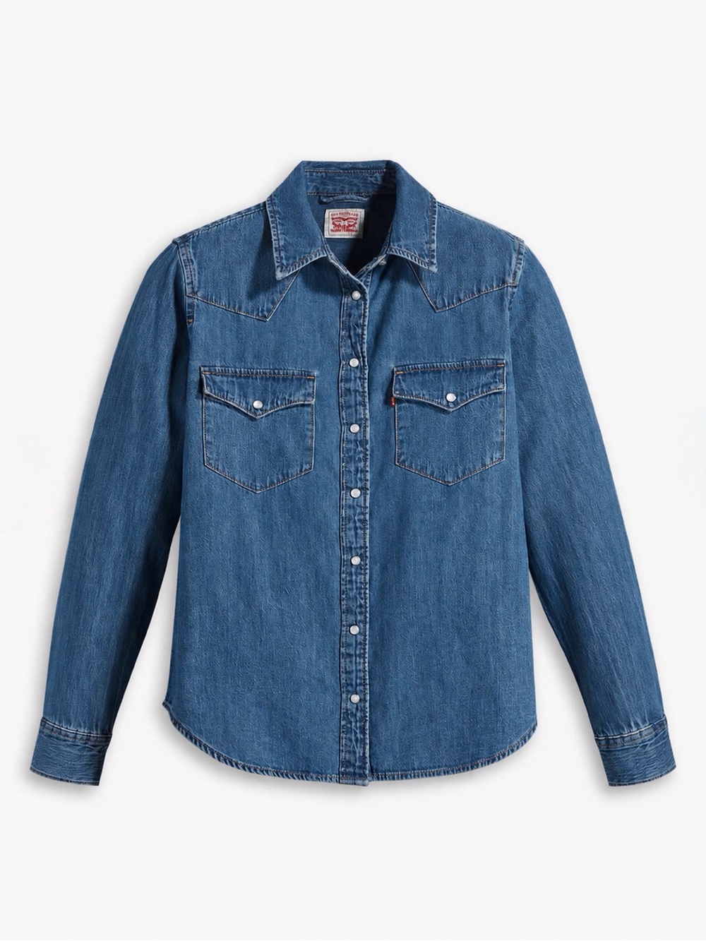 Levi’s Ultimate Western Denim Shirt Womens S Blue Stretch Pearl Snap NWT